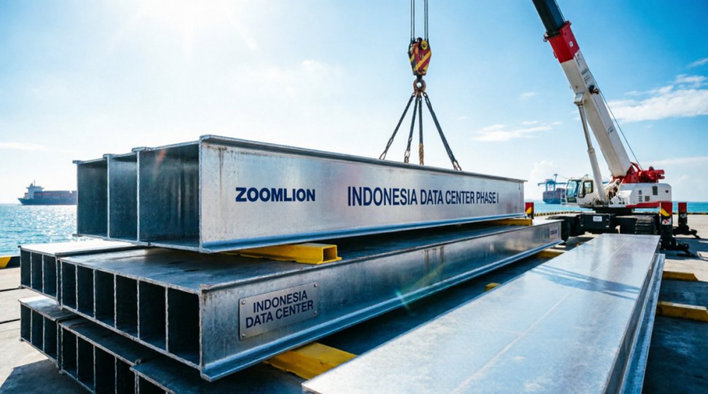 Indonesia Zhonglian Data Center Phase I | 2500 ton steel structure component processing and export project officially launched
